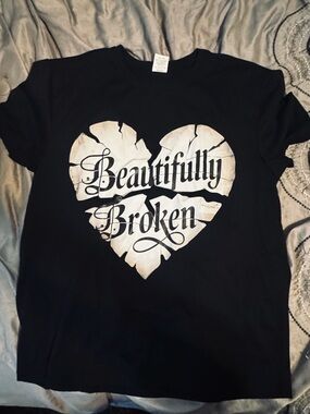 Beautifully Broken Graphic Tee - Black & White Women’s Top